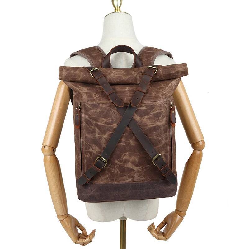 Vintage Backpacks for Men Oil Wax Canvas Rucksacks Travel bag Backpack Large Waterproof Daypacks Retro Bagpack high-quality