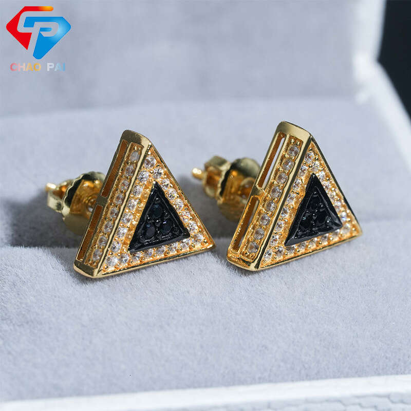 ICED OUT Hot Selling Sier Triangle Full Dia Zircon Men and Women Earrings fashion Accessories