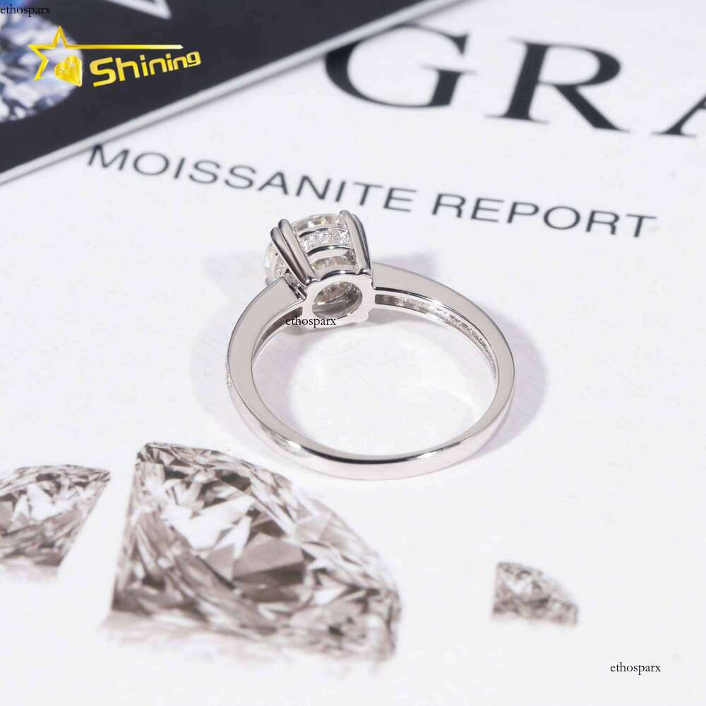 Wholesale Sterling Silver Vvs Diamond Engagement Brilliant Cut 7.5mm Gold Ring Women Rings Moissanite