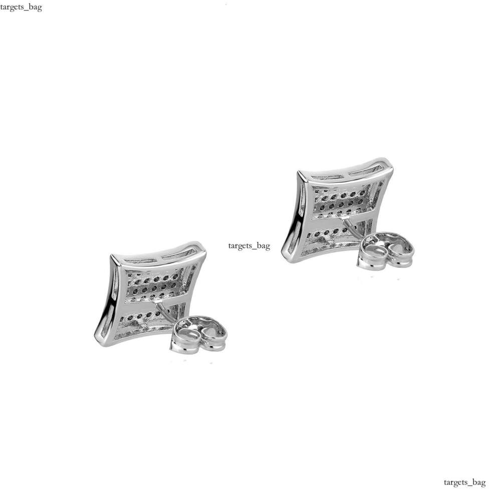 Full Dia Geometric Square Stud Fashion Design Men's Stylish Earrings Trendy Personality Ear Jewelry