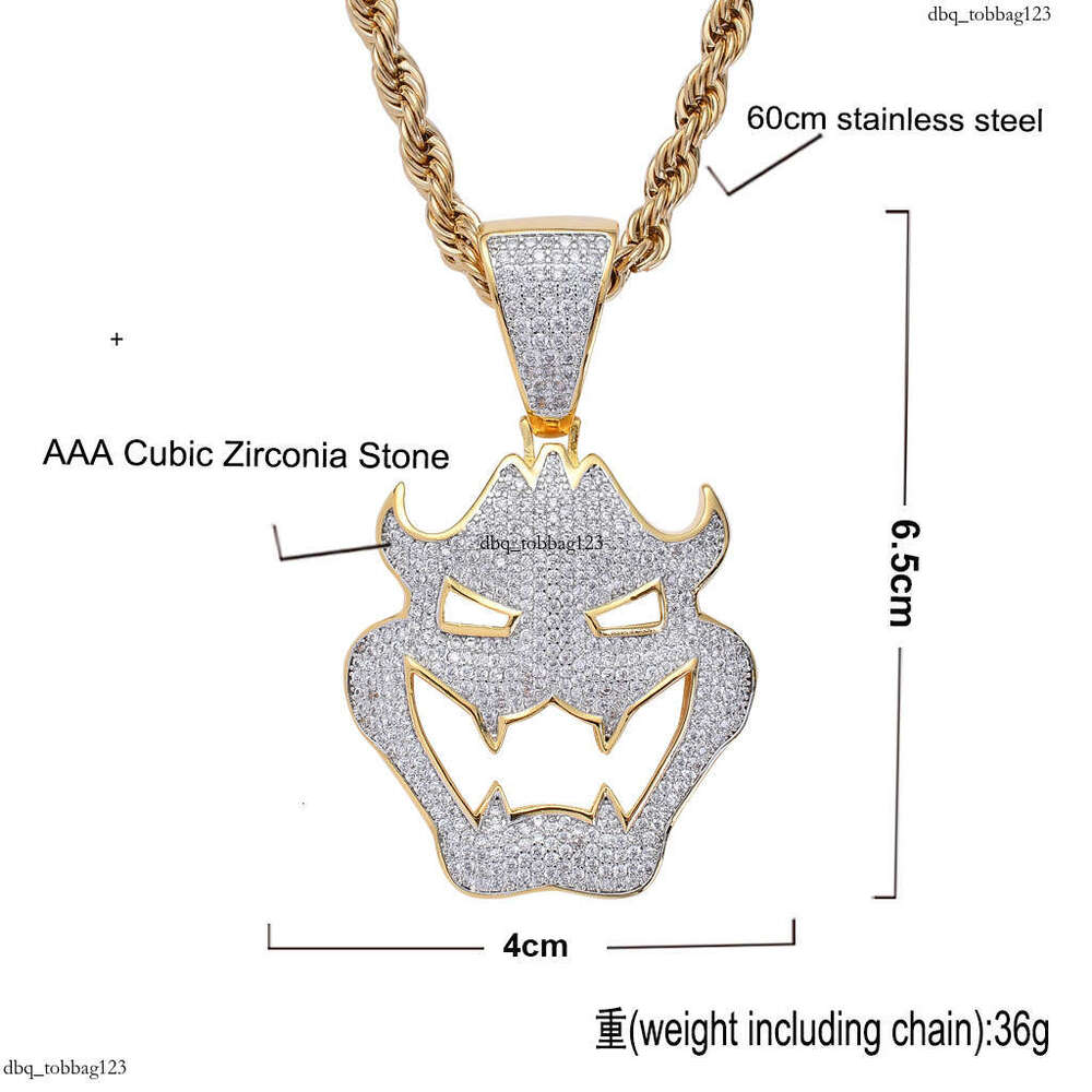 for Men Hip Hop Moissanite chain Halloween Costume Mask Vampire Monster Pendant Trendy Necklace