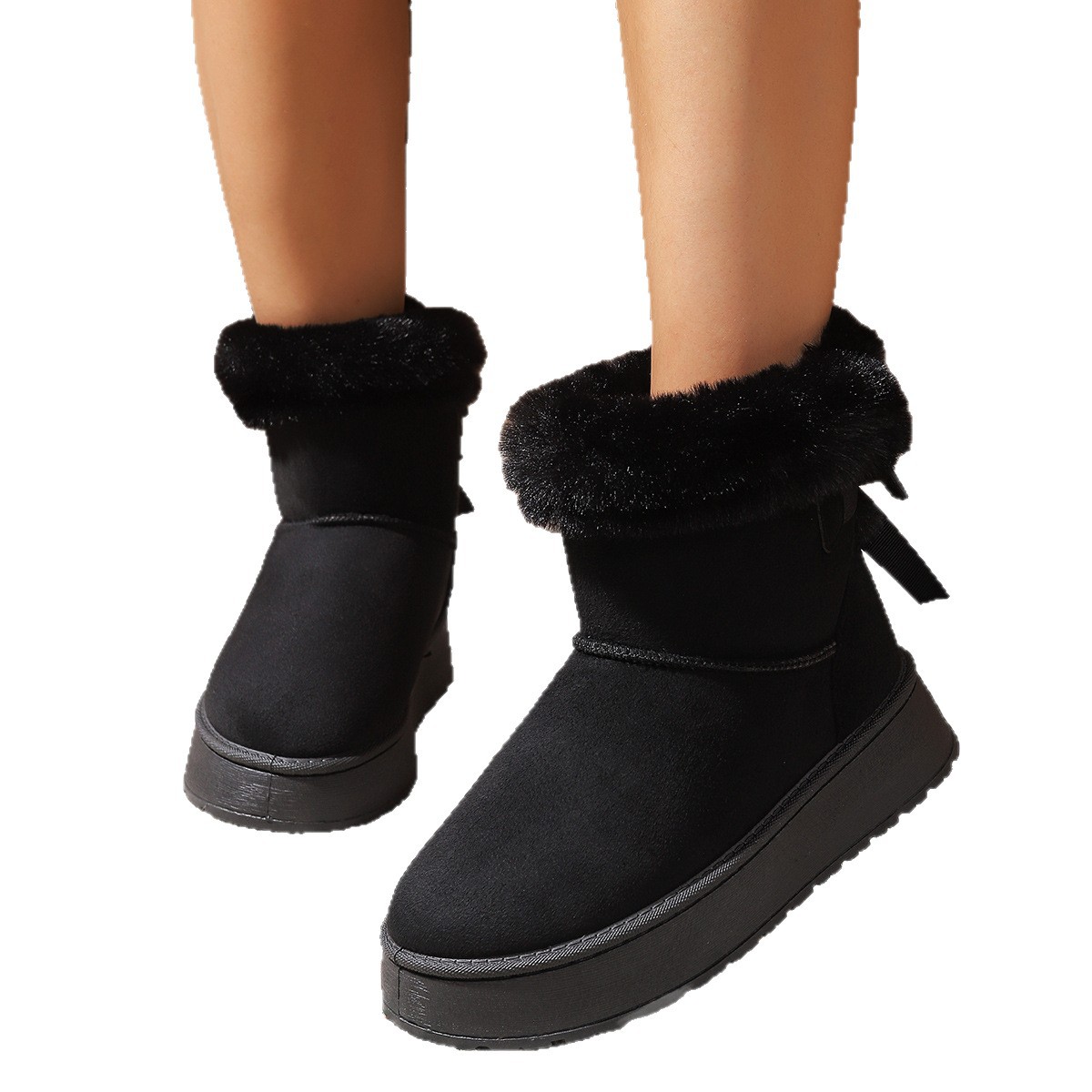 Free delivery designer woman boots Mid length cotton boots, warm boots anti slip thick sole slimming and fashionable