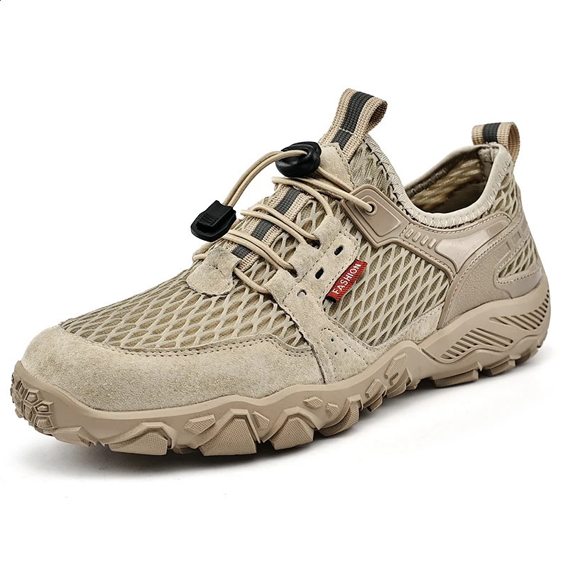 Men Soft Hiking Shoes Summer Breathable Mesh Sneakers Light Black Hike Footwear Walking Shoes Outdoor Shoes Climbing Shoes Male 250805