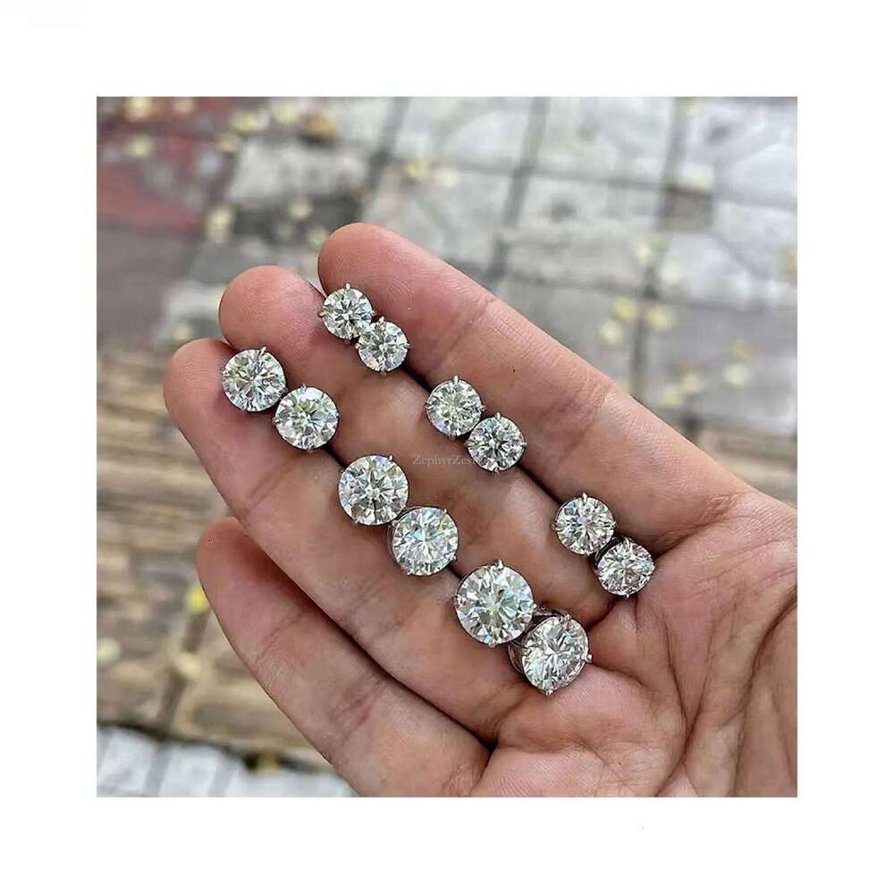 Classic Dia 0.5ct 1ct 2ct 3ct 4ct VVS Gold Plated Sier Moissanite Stud Earring