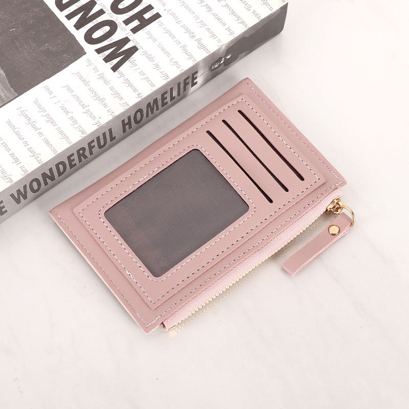 Cowhide Small Card Holder Soft Luxury Bag Leather Genuine Leather Texture Mini Unisex ID Card Holder Women Zipper Ladies Coin Purse