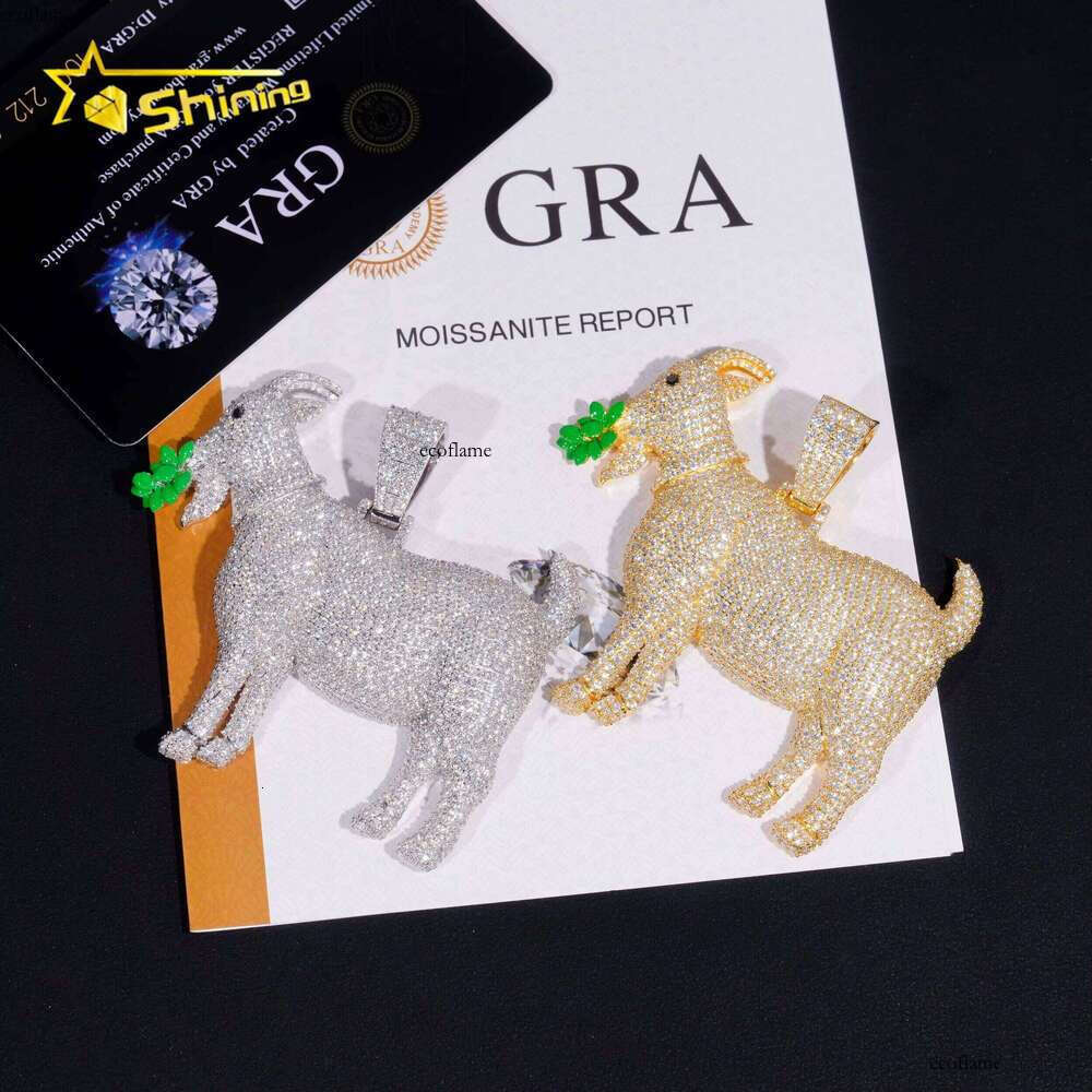 Pass Dia Tester Sier Custom Enamel Goats Iced Out High Quality Hip Hop Moissanite Pendant