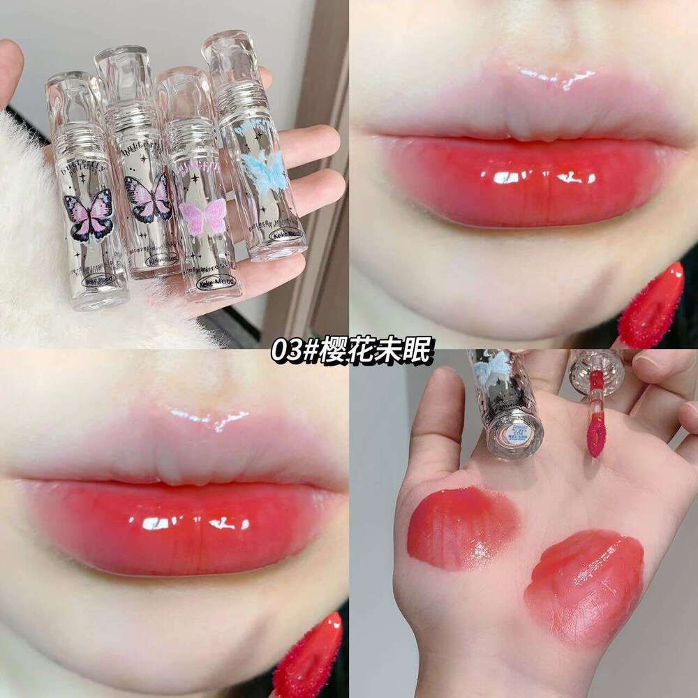 Kekemood Butterfly Moisturizing Glass Lip Balm Water Gloss Mirror Lipstick for Students Free shipping