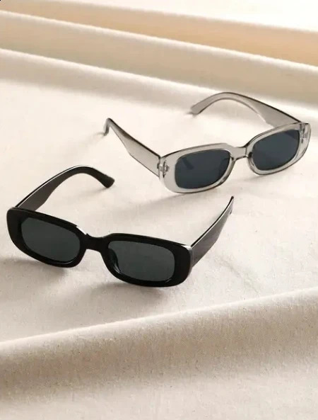 2pcs/set Rectangle Frame Sunglasses For Women Men Candy Color Y2K Fashion Sun Glasses Vintage Outdoor Eyewear UV400 250805