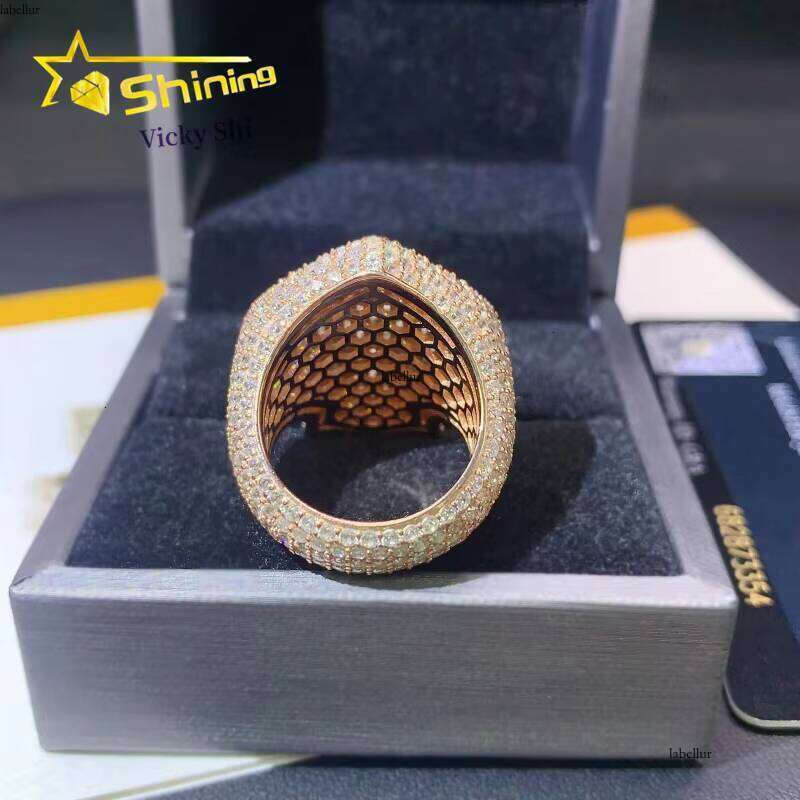 Bestselling Iced Hip-Hop Baguette Pure Silver Moissanite Cross Men's Ring