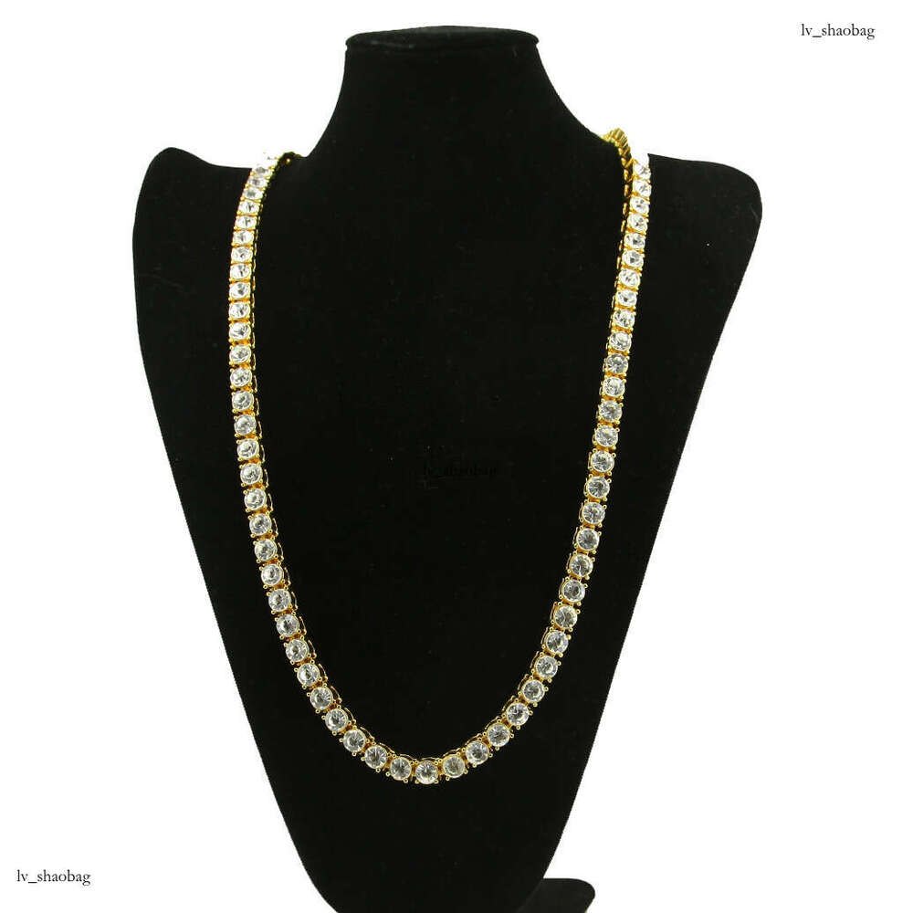 Simple Men's Alloy Necklace Hip-Hop Fashion Inlaid with Rhinestones Single Row Tennis Chain Set