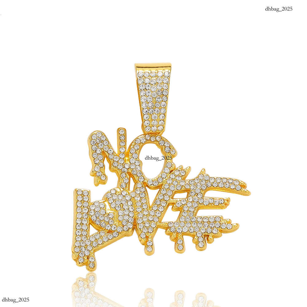 Letter NO LOVE Inlaid Pendant Alloy Full Dia Personality Creative Men's Cuban Chain Hip-Hop Necklace