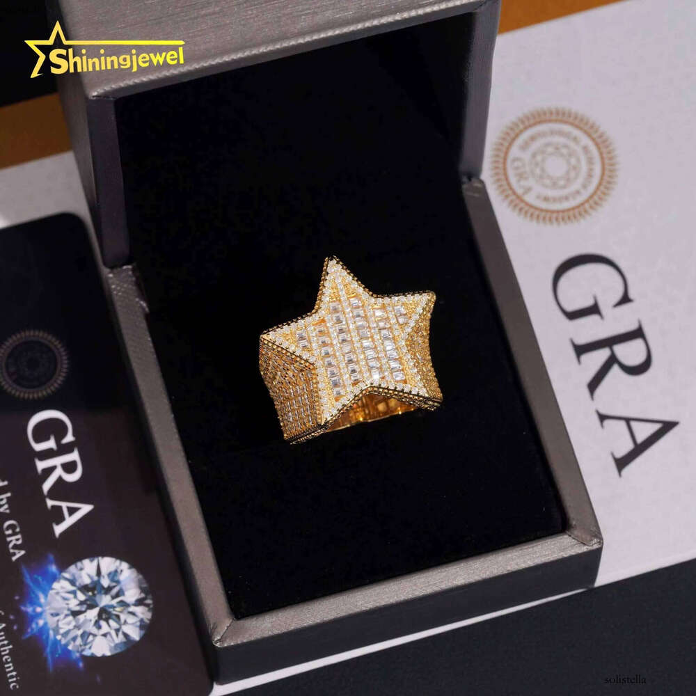 Pass Dia Tester Sterling Sier VVS Moissanite Hip Hop Iced Out Custom Ring