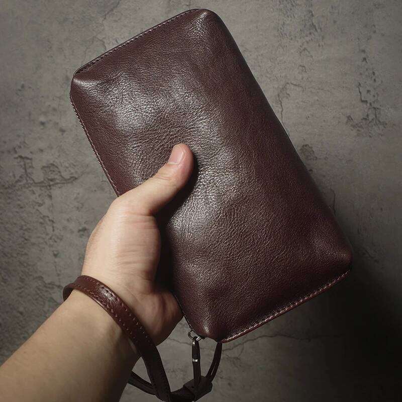NUKA Men s Genuine Leather Clutch High Quality Handbag Zipper Long Wallet Credit Card Women Top Cowhide Mobile Phone Bag bag