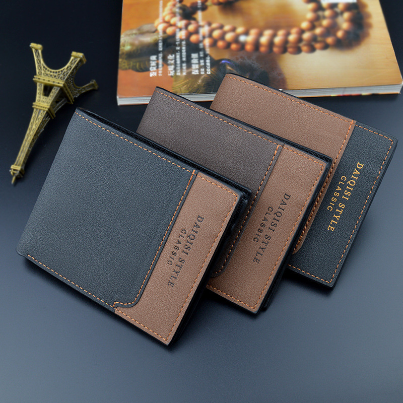 New Men's Wallet Designer Bag Luxury Bag Short Style Fashion Color-block Thin Matte Large Capacity Zipper Horizontal Soft Leather Wallet
