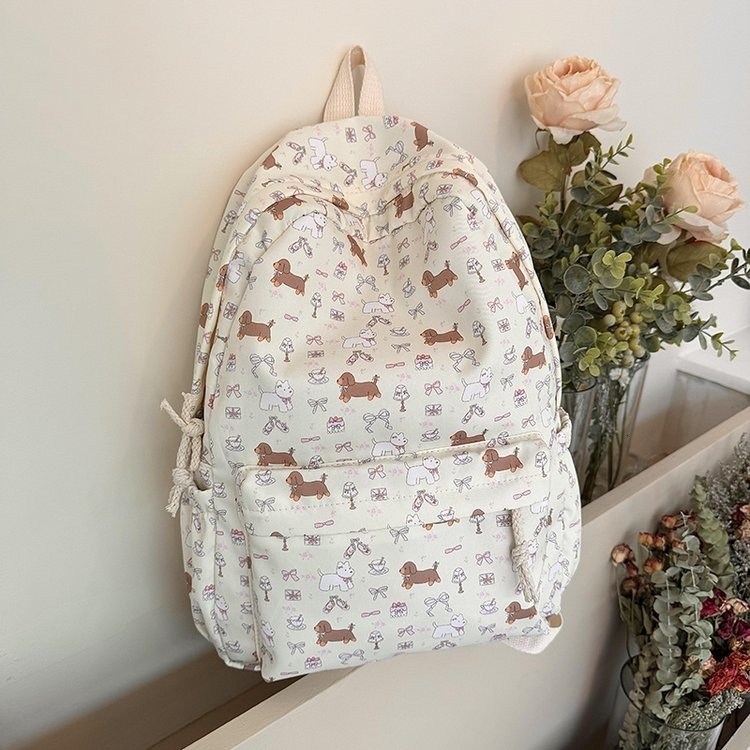 Milky Floral Puppy Girl Heart Versatile Treasure Student Backpack ddmymoon
