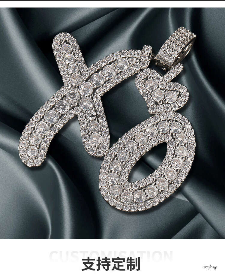 Hip-Hop Boy New Heart XO Letter Micro-Inlaid Moissanite chain Pendant Unisex Personalized Jewelry Couple Necklace
