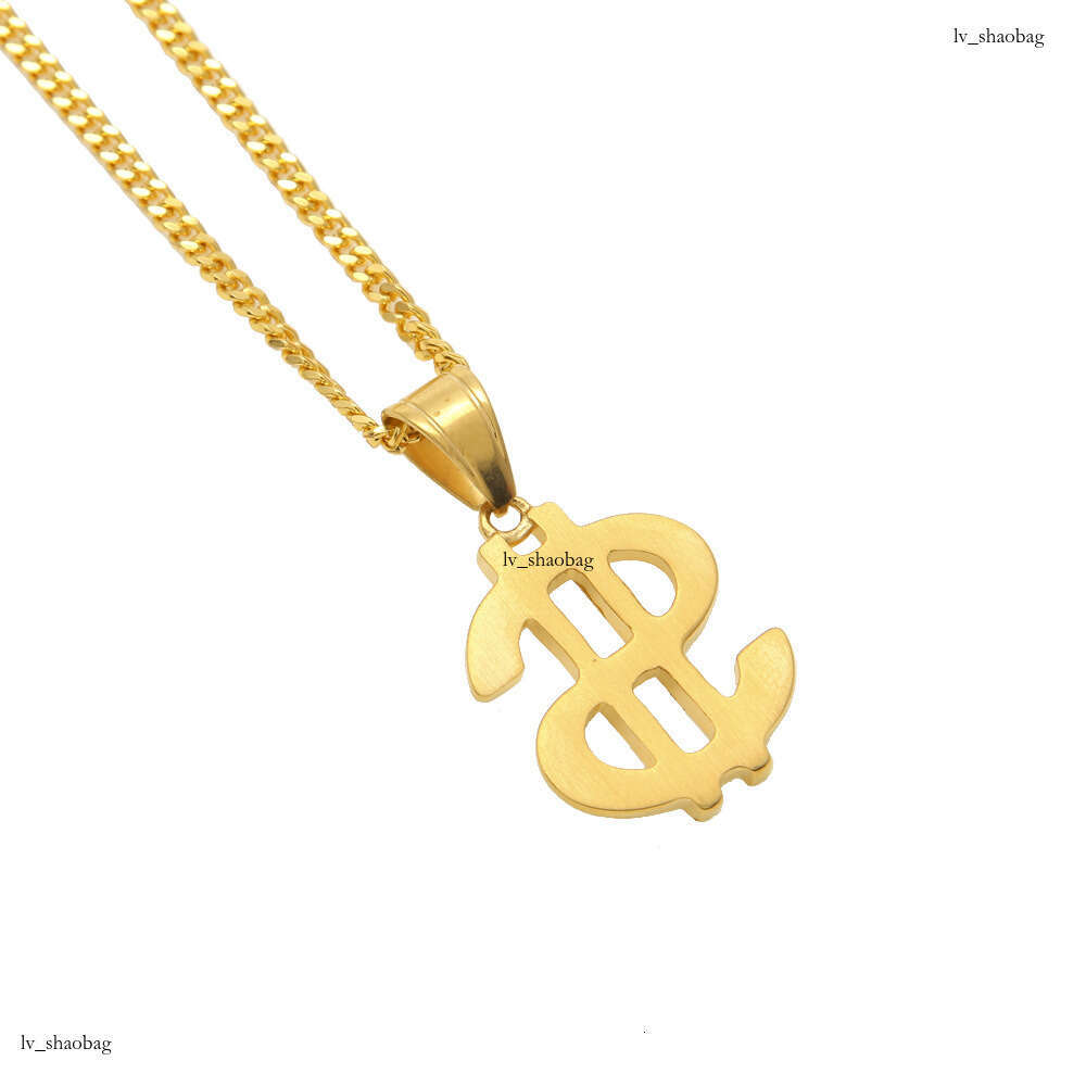 Hip-Hop Trendy Jewelry Gold-Plated Dia-Studded Fashion Dollar Shape Pendant Necklace