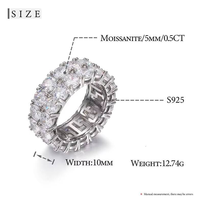 Rapper Rock Hip Hop High Quality Moissanite Luxury Iced Out Gold Plated Cuban Rings For Men