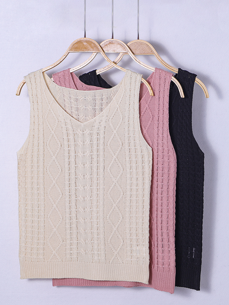 Designer Clothing Knitted Sweater Women's Argyle Pattern Vest
