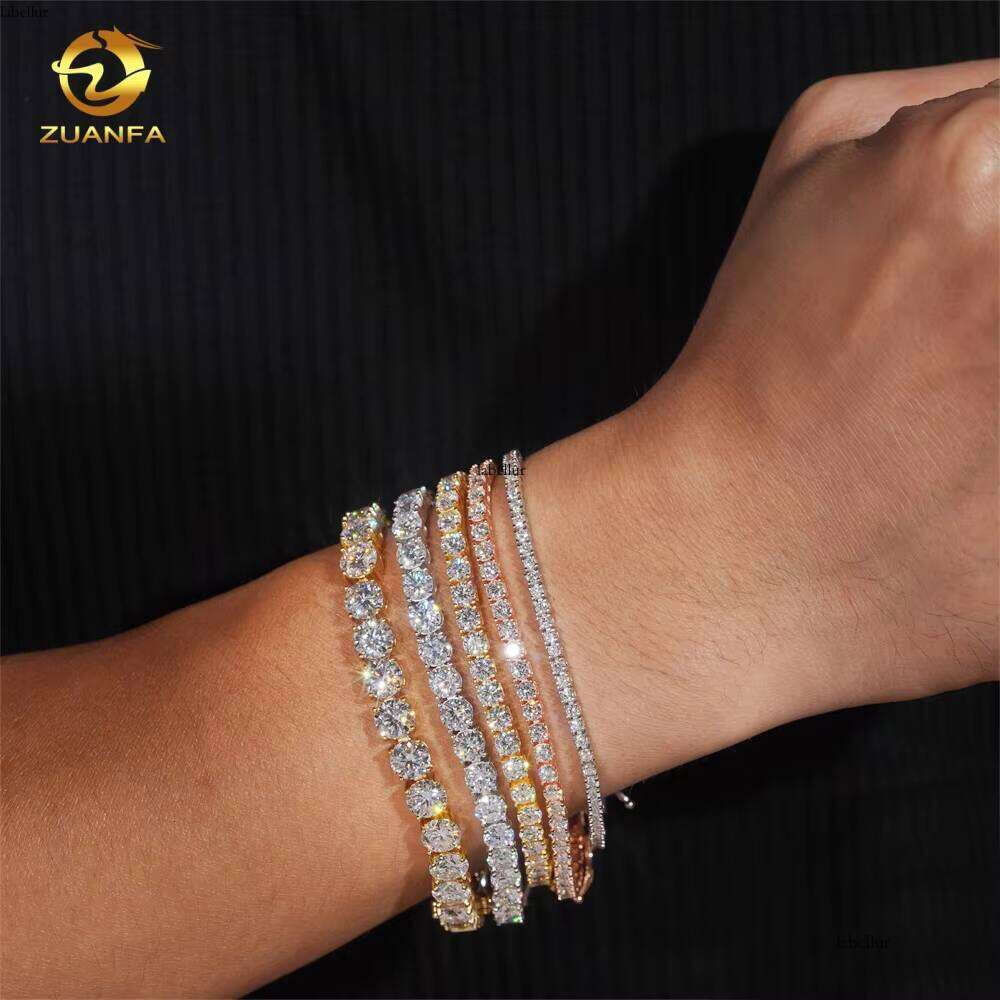 RTS Sier Hip-Hop Iced Jewelry 2Mm 3Mm 4Mm 5Mm 6.5Mm VVS Silicon Chain Tennis Necklace
