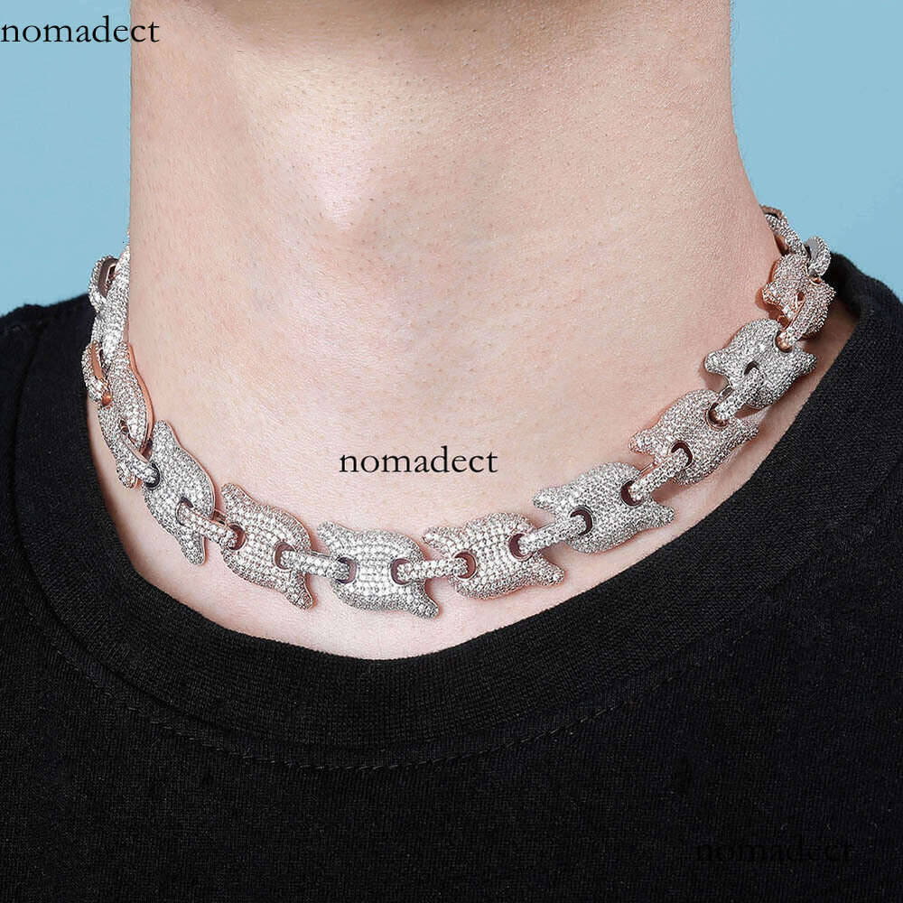 ins10mm Miami Cuban Hip Hop Full Moissanite chain Men's Pig Nose Necklace