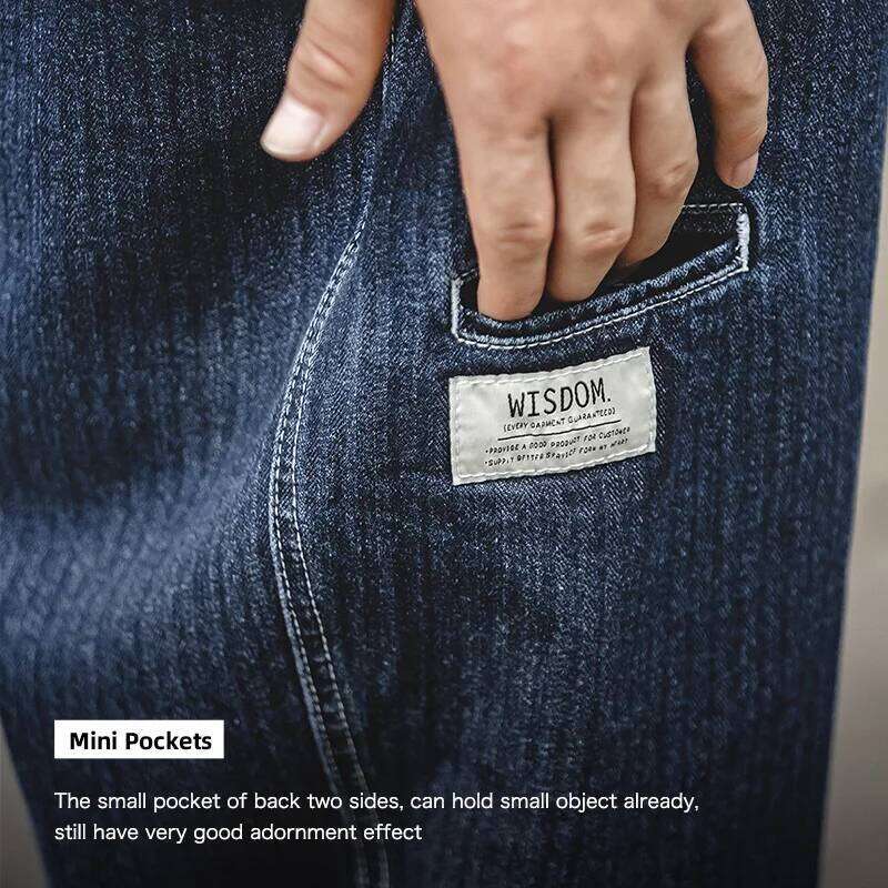 Maden Tapered Denim for Men Mid-waist Loose-fit Harem Pants Autumn Leisure Streetwear Blue Jeans YKK Metal Zippers