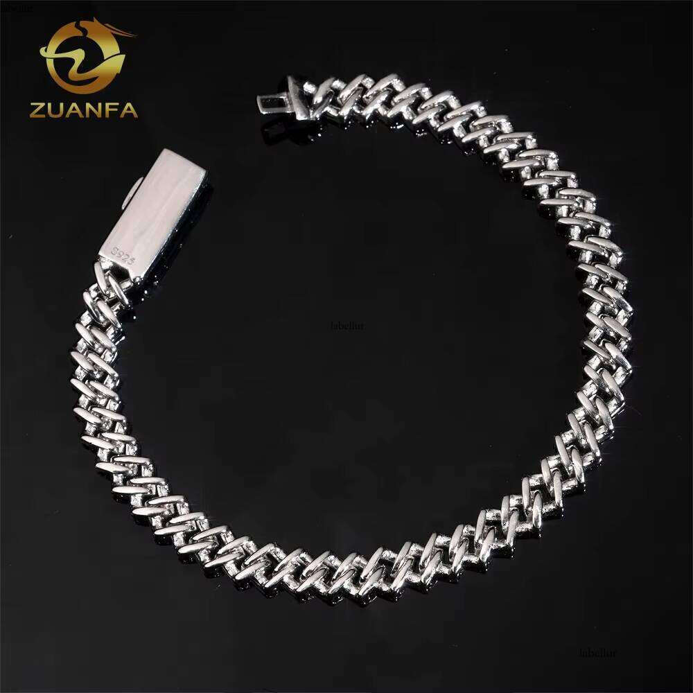 7Mm 1Row High Quality Moissanite Hip Hop Sier Iced Cuban Chain Bracelet With GRA Certificate