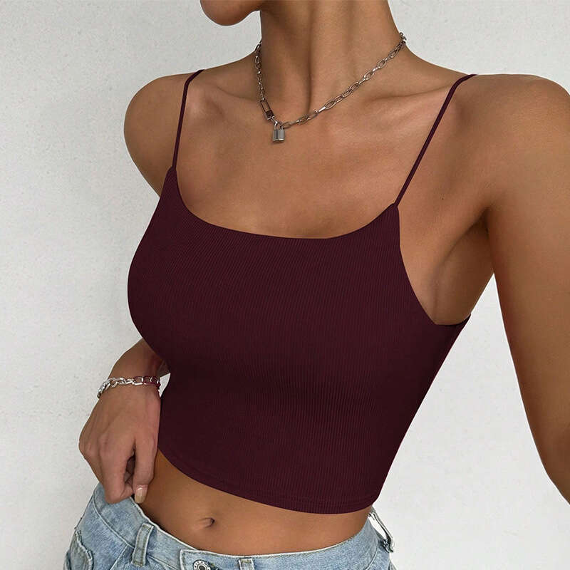 Summer New Hot Girl Women's Clothing with Chest Pads Hollow Out autiful Back Camisole Short Vest