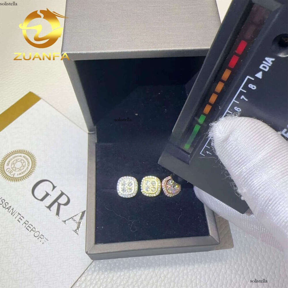 Wholesale Lowest Price GRA Certificates Iced Out Hip Hop Sier Flawless Moissanite Dia Stud Earrings Men