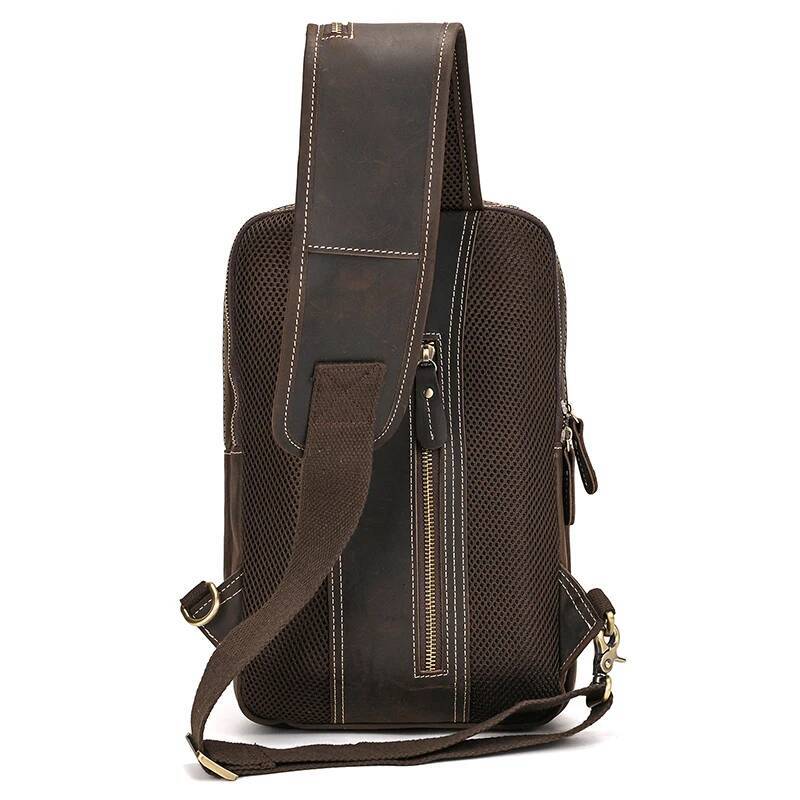 High Capacity For Men Crossbody Single Shoulder Bagpack Man Travel Chest Bag Pack Genuine Leather