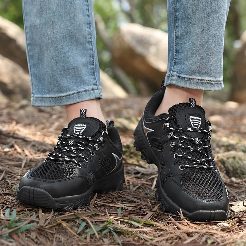 Mens Shoes Mesh Summer Non-slip Platform Soled Outdoor Hiking Shoes 250805