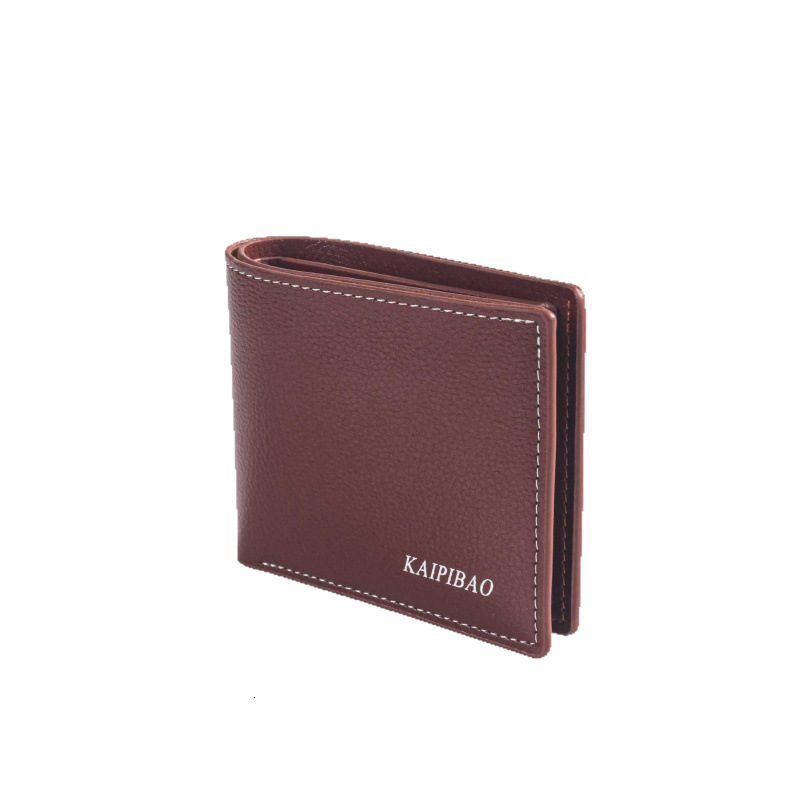 Cross-border Simple Short Men's High-end Wallet Ultra-light Soft Luxury Bag Leather Korean Style Lychee Pattern Wallet