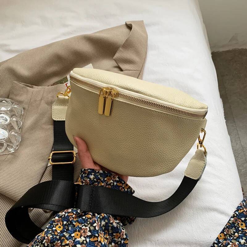 Quality Solid Colour Soft PU Leather Packs For Women Simple Design Female Fanny Pack Ladies Waist Crossbody Belt Bag