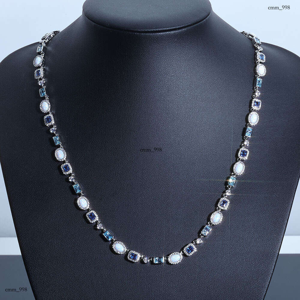 Hip Hop 6mm Blue Chain Opal Necklace Simple Versatile Moissanite chain Jewelry