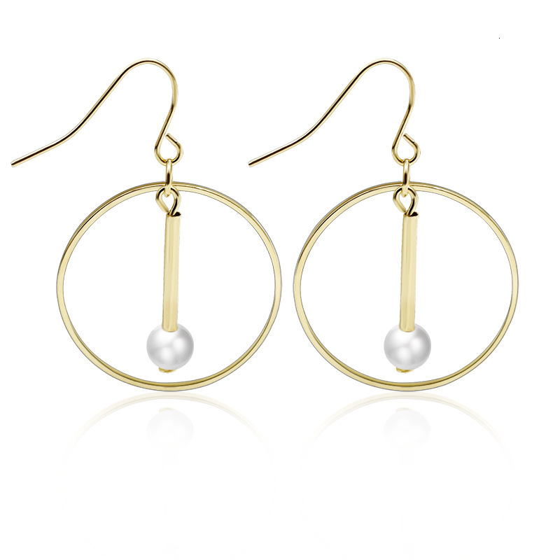 Ins Style Simple Hollow Round For Women, Personality And Temperament Pearl Pendant Circle Earrings