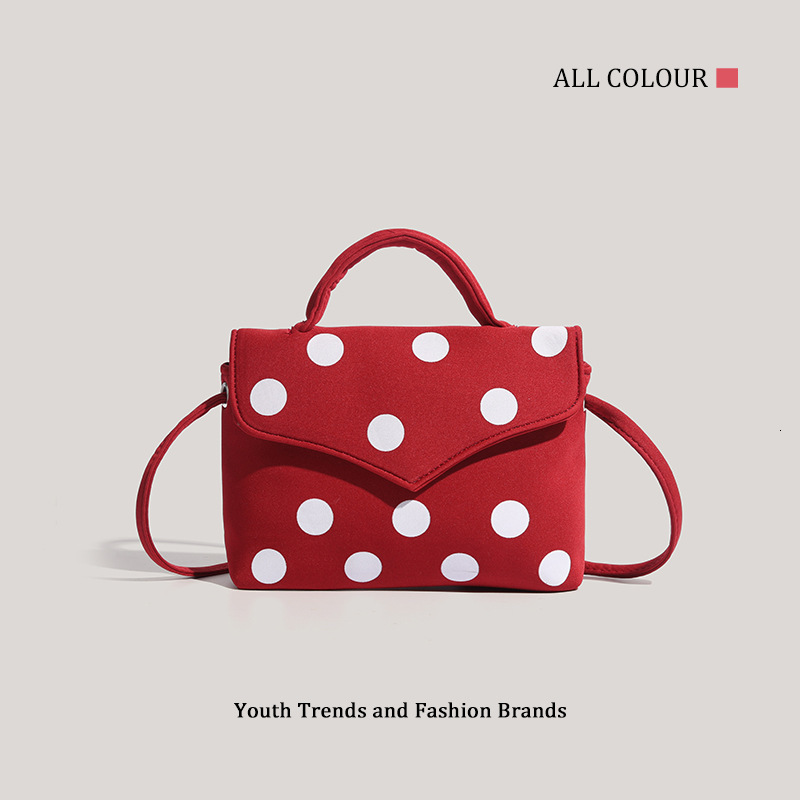 Red Polka Dot Handbag for Women 2025 Fashion Versatile Commuter Shoulder Crossbody Bag ddmymoon