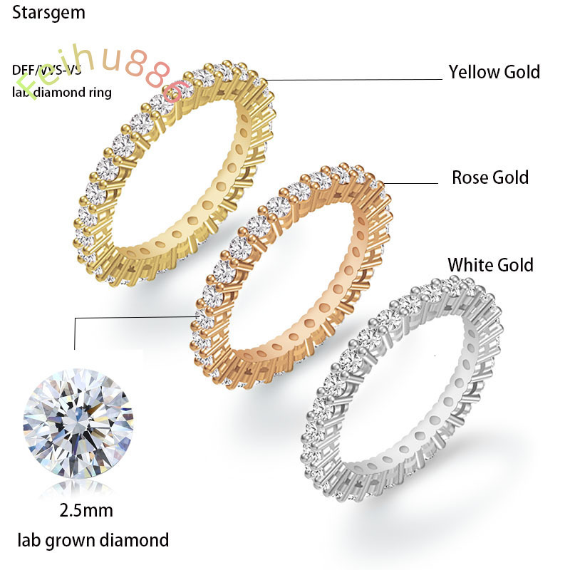 Starsgem 14k Gold Diamond Ring Round DEF-VS HPHT CVD Moissanite Engagement Ring