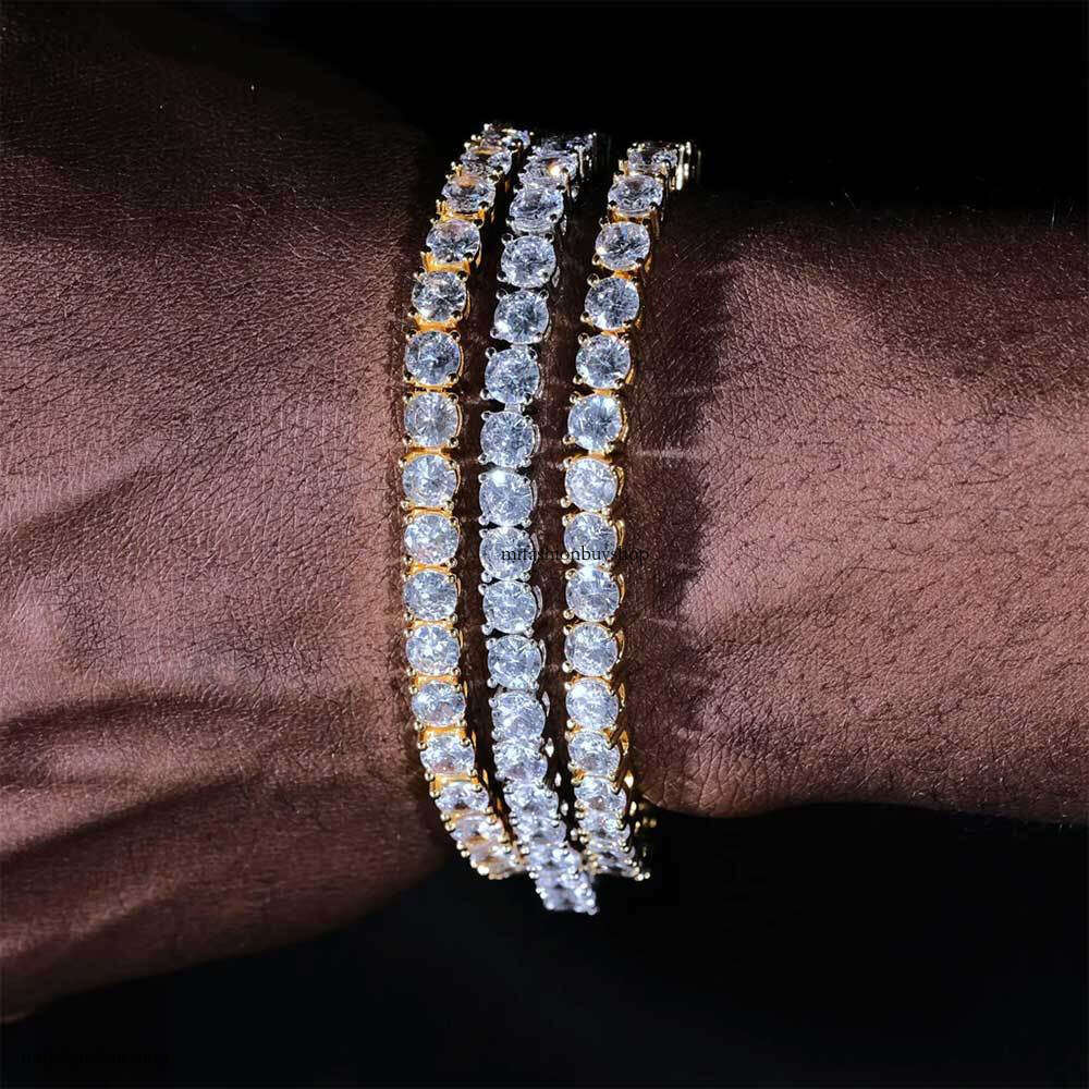 Hip Hop Tennis Chain Zircon Trendy Brand Personality Men's Full Dia Bracelet Jewelry