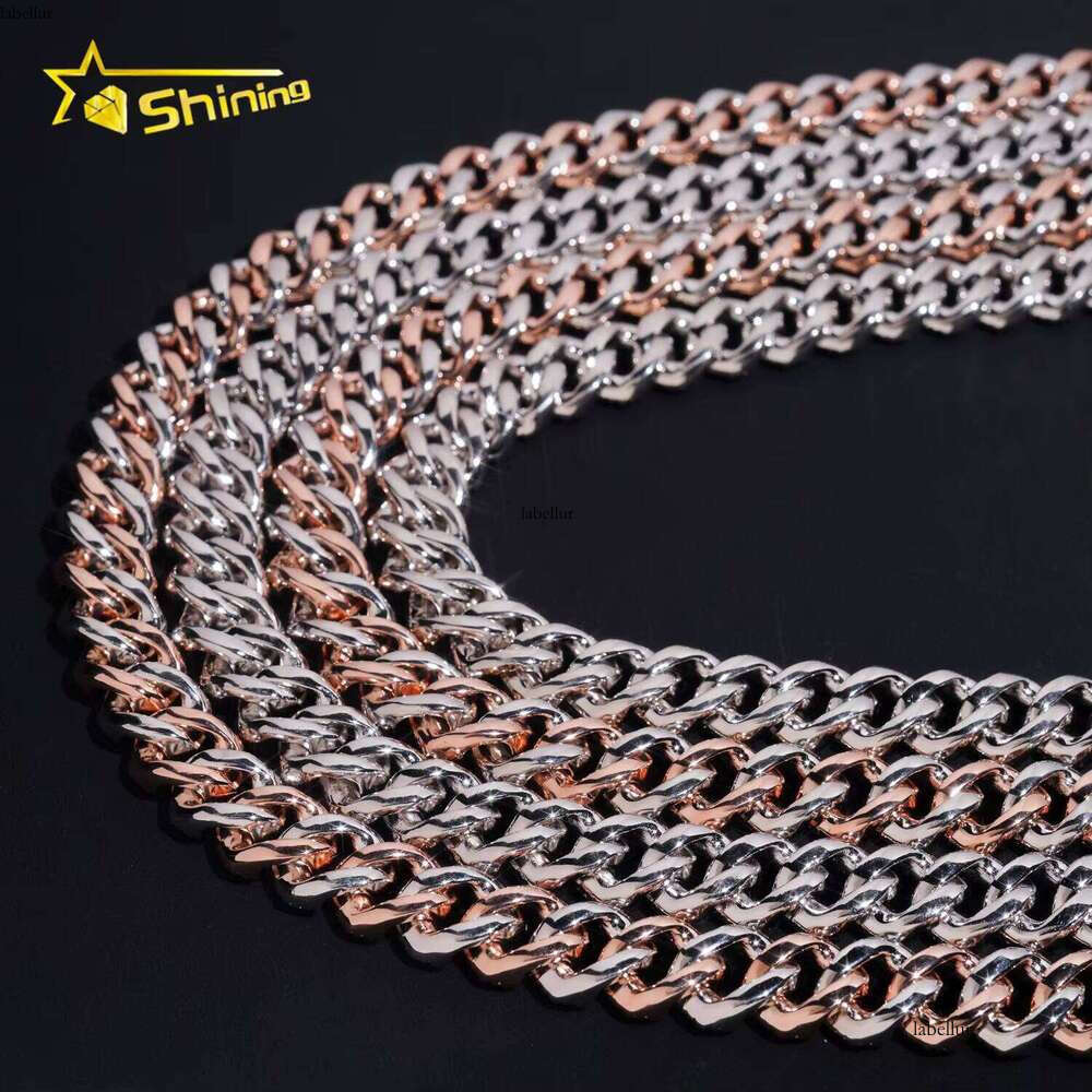 RTS Factory Hip Hop Jewelry 13Mm Raised Stones Solid Sterling Sier Gold Plated Iced Out Moissanite Miami Cuban Link Chain