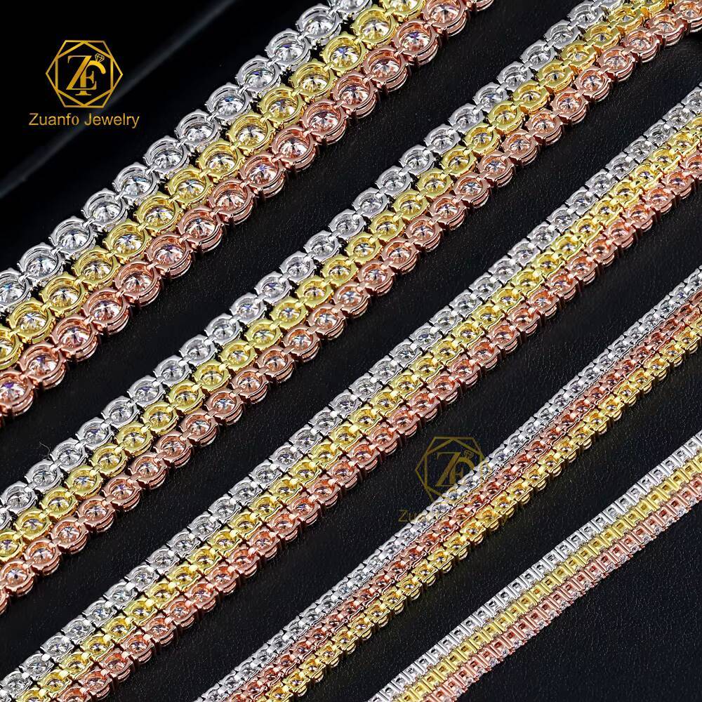 Hiphop Style 100% 925 Silver Mens Chain Cheap Price 2mm-6.5mm Width D VVS Moissanite Tennis Chain for Daily Wear
