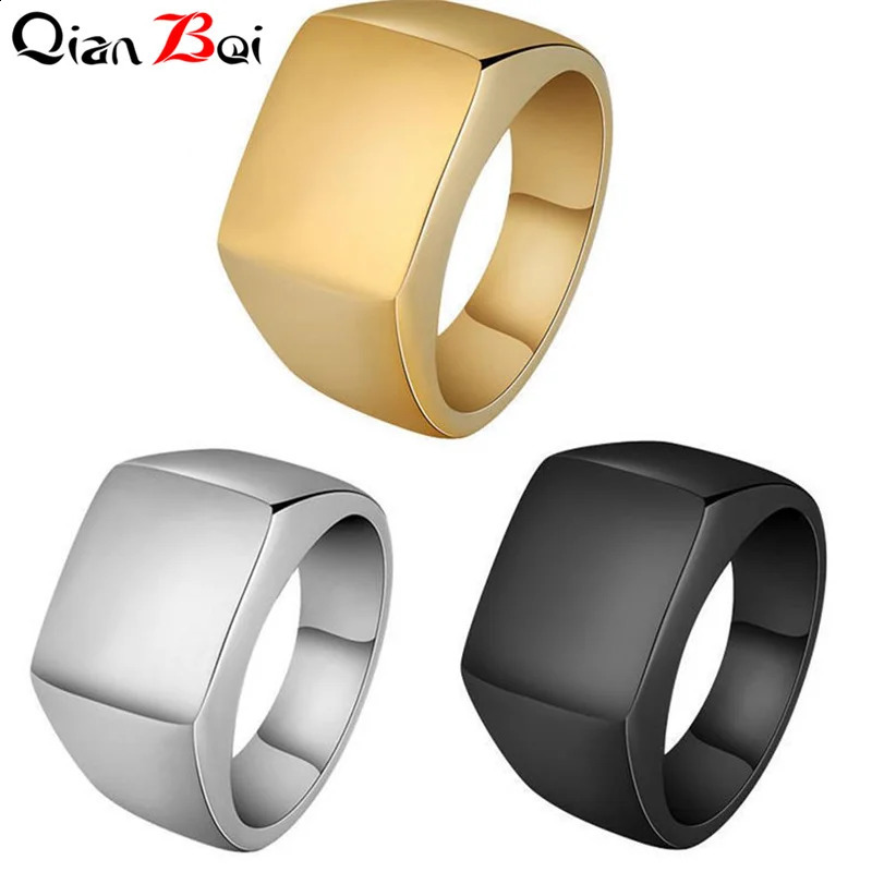 QianBei Smooth Mens Black Rock Punk Rings Cool Fashion Individuality Signet Ring for Men Party Jewelry 250807
