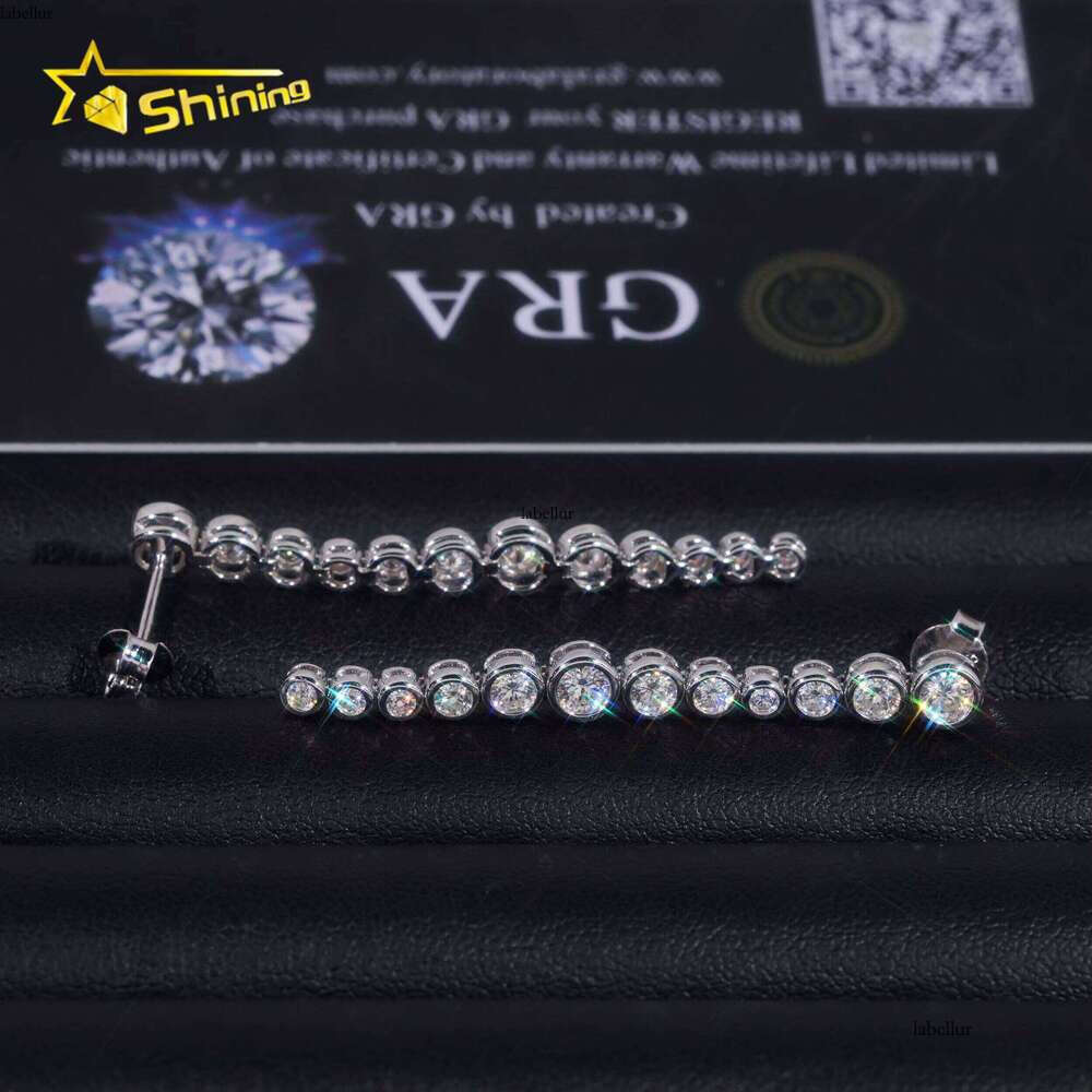 Fashion Jewelry Iced Out Bezel Design Sier Women Fine Custom VVS Moissanite Earrings Daily Wear