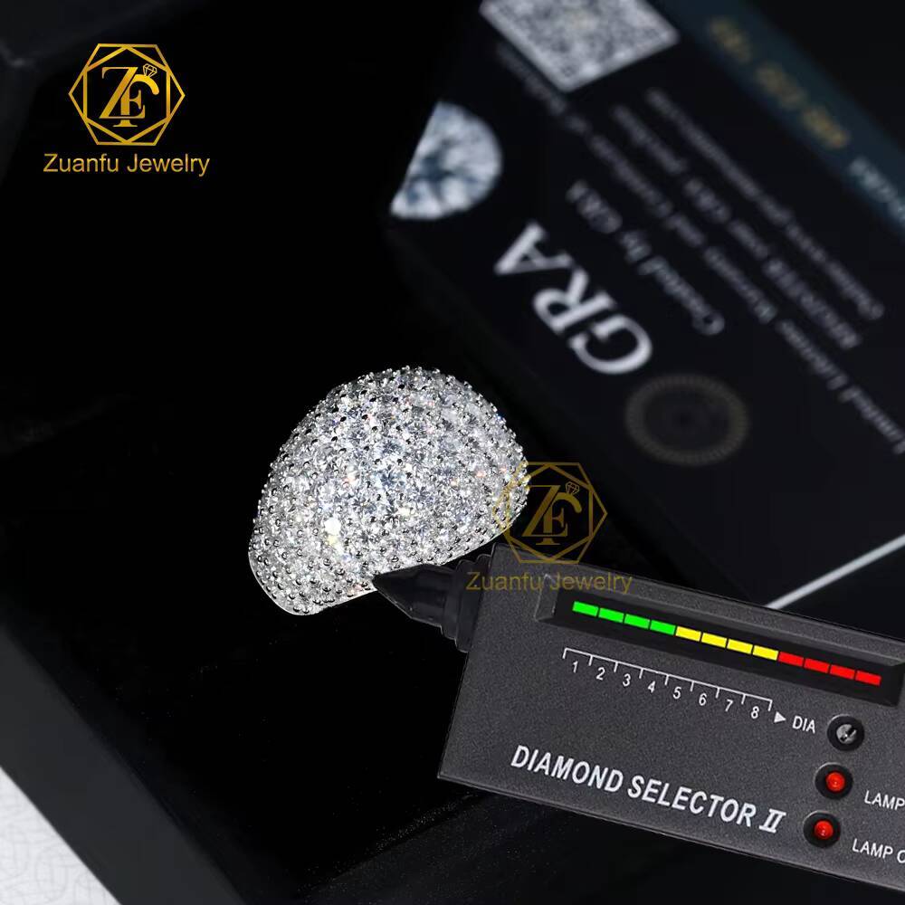 New Arrival Fine Jewelry 925 Sterling Silver 18K White Gold Plated Iced Out Diamond Hip Hop Mens Cluster Moissanite Ring