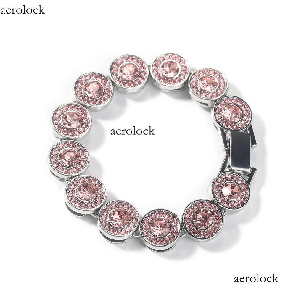 Fashion Versatile Pink Dia Alloy Simple Geometric Heart Bracelet for Women New Cool Trendy Hip-Hop Jewelry