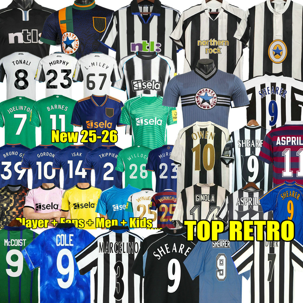 SHEARER Retro BRUNO G. 24 25 26 Newcas Soccer Jersey ISAK TRIPPIER GORDON Football Shirt Men Kids kit TONALI 97 98 99 Vintage 05 06 94 95 96 97 05 06 classic UNITED OWEN