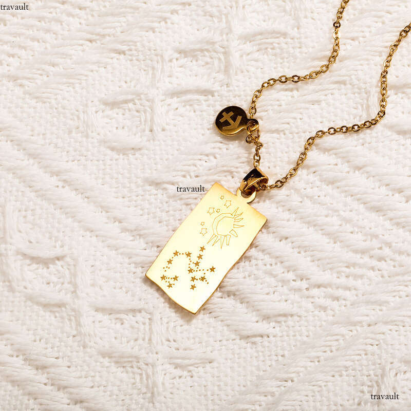 Ins Twee Constellations Double-Sided Pendant Personality Clavicle Necklace Jewelry Hip-Hop