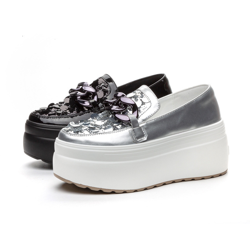 2025 Designer's New Fashionable Glitter Multi functional Casual Women's Shoes Thick soled Shoes Women's Single Shoes