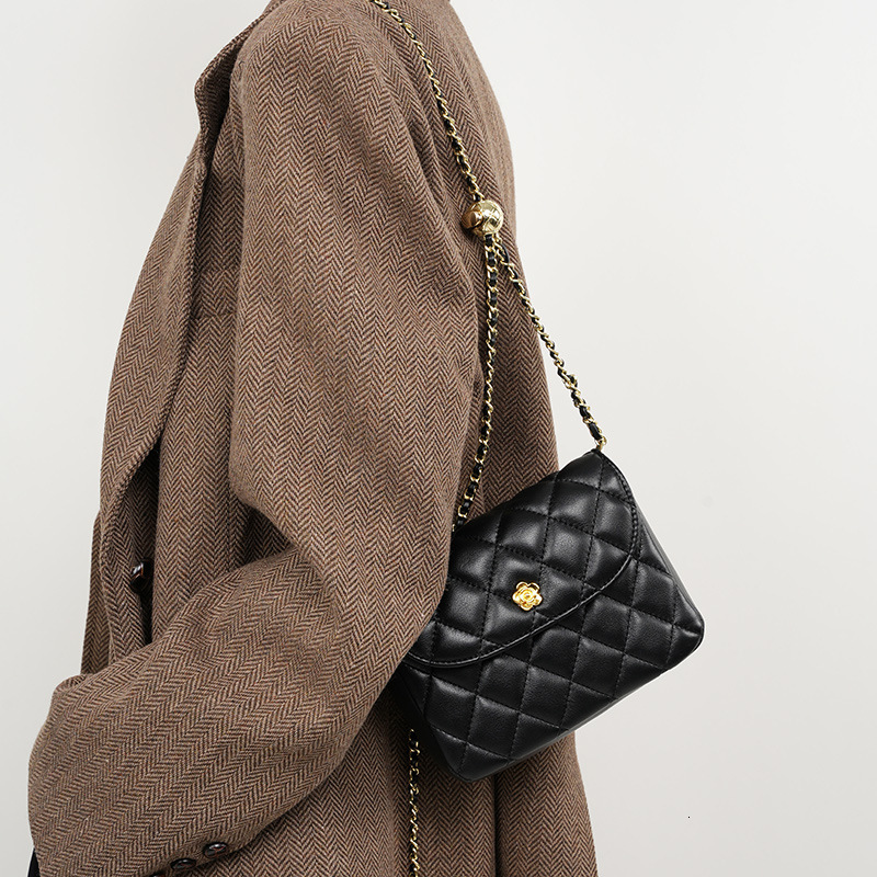 Cowhide Quilted New Crossbody Genuine Leather Shoulder Chain Bag For Women