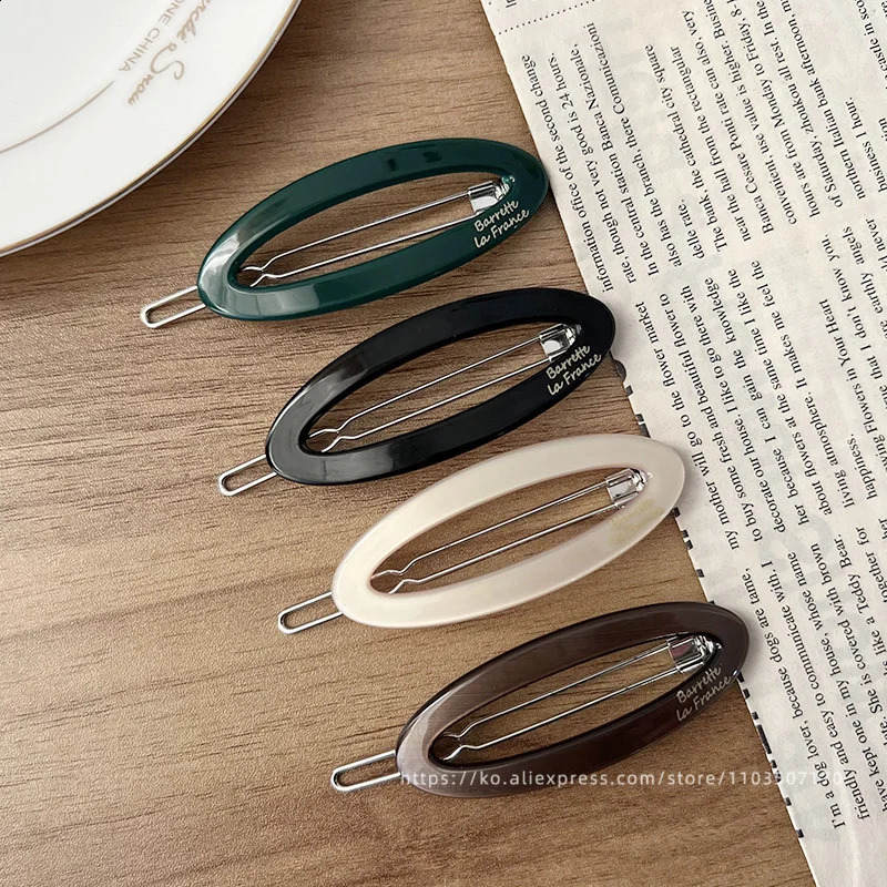 South Korean FRANCE hollow out oval temperament bangs clip small black broken hair side clip top clip hair accessories 250807