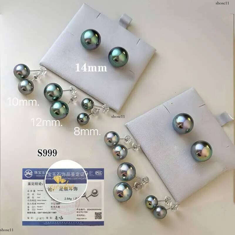designer 999 Sterling sier pearl Stud earrings for women,Australian South Sea Studs,Tahitian big pearls earings,Fine jewelry Mommy gifts